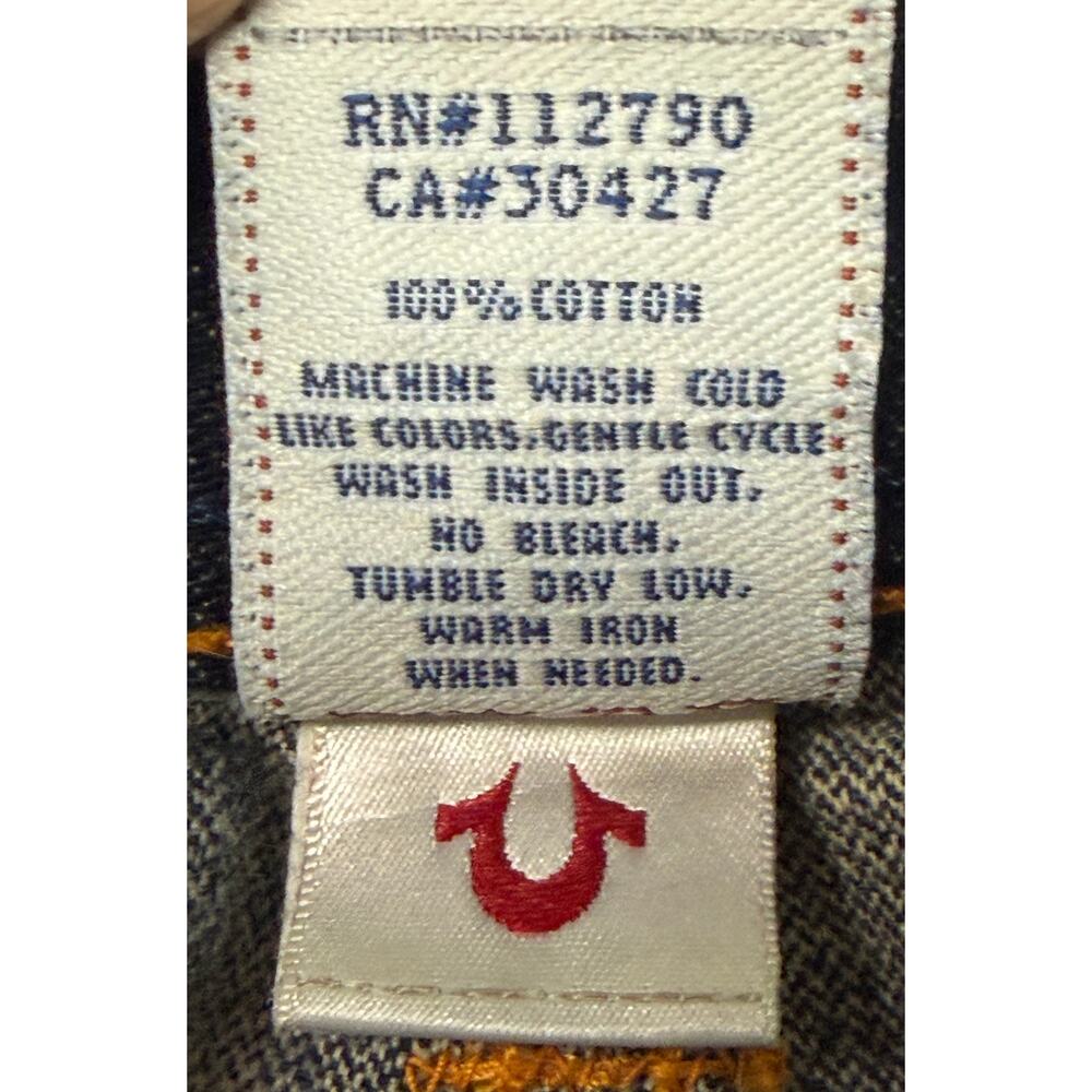 True Religion Joey Flare Jeans Size 26 Made USA Low Rise Distressed Cotton EUC - Picture 10 of 11